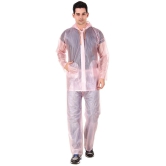 PENYAN PVC Transparent Pink Rain Suit For Man With Cap - Freesize