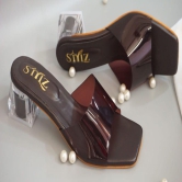 STYLZREPUBLIC Women's Transparent Black Heel
