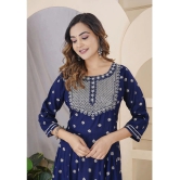 Lee Moda Rayon Embroidered Anarkali Womens Kurti - Blue ( Pack of 1 ) - None