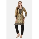 Meher Impex Art Silk Self Design Straight Womens Kurti - Gold ( Pack of 1 ) - None