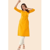 Glomee - Yellow Cotton Womens Straight Kurti ( Pack of 1 ) - None