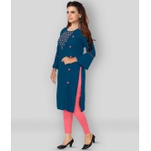 Kapadia - Blue Rayon Womens Straight Kurti ( Pack of 1 ) - XXL