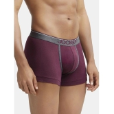 Jockey 8015 Men Super Combed Cotton Rib Solid Trunk with Ultrasoft Waistband - Wine Tasting - None