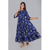 Smien Rayon Printed Anarkali Women's Kurti - Blue ( Pack of 1 ) - None