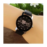 acnos Black Leather Analog Womens Watch