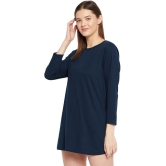 PPTHEFASHIONHUB - Navy Blue Cotton Blend Loose Fit Women''s T-Shirt ( Pack of 1 ) - None