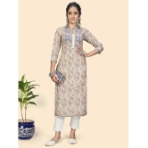 Vbuyz - Beige Cotton Womens Straight Kurti ( Pack of 1 ) - None