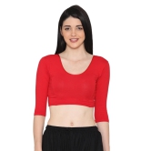 Women's 3/4 Length Cotton Stretchable Readymade Plain Blouse - True Red True Red S