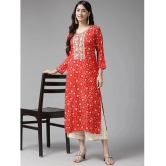 Aarika Cotton Embroidered Straight Womens Kurti - Orange ( Pack of 1 ) - None