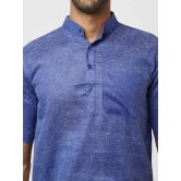 DESHBANDHU DBK - Blue Linen Mens Regular Kurta ( Pack of 1 ) - None