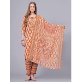 JC4U Cotton Printed Kurti With Pants Womens Stitched Salwar Suit - Orange ( Pack of 1 ) - None