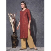 Mamoose Rayon Self Design Straight Womens Kurti - Maroon ( Pack of 1 ) - None