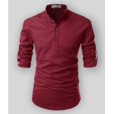 Life Roads - Maroon Cotton Men's Shirt Style Kurta ( Pack of 1 ) - None