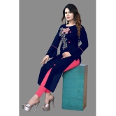 haya fashion - Navy Blue Rayon Women's Straight Kurti ( Pack of 1 ) - None