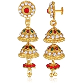 Vighnaharta Golden Jhumki Earrings ( Pack of 1 ) - Golden