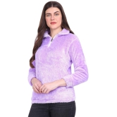 PPTHEFASHIONHUB Faux Fur Womens Non Hooded Sweatshirt ( Purple ) - None