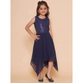 Arshia Fashions - Blue Georgette Girls Asymmetric Dress ( Pack of 1 ) - None