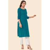 Glomee - Teal Cotton Womens Straight Kurti ( Pack of 1 ) - None