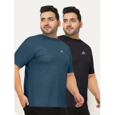 YHA Cotton Blend Regular Fit Solid Half Sleeves Mens T-Shirt - Blue ( Pack of 2 ) - None