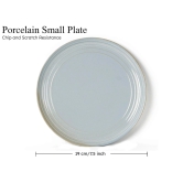 Handcrafted Chip Resistance Porcelain Quarter Plates, Side, Snacks, Pasta Plates 4 Pieces, Microwave and Dishwasher Safe, Small Plate Set for Dining and Gifting, Set of 4, Arctic Blue