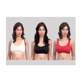 Kiran Enterprises Pack of 3 Cotton Non Padded Womens Everyday Bra ( Multicolor ) Sport Bra - None