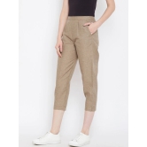 Women Brown Relaxed Regular Fit Self Design Cigarette Trousers