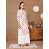 Rangita Women Cotton White Printed Knee Length Straight Kurti - None