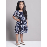 MINI & MING Girls Floral Printed Georgette Fit & Flare Dress