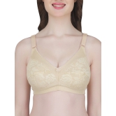 Eves Beauty Womens Full Coverage Non Wired Everyday Bra with Lace-42D / Beige