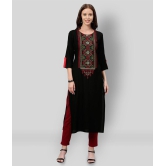 KIPEK - Black Rayon Womens Straight Kurti - L