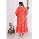 Swasti Cotton Blend Printed Flared Womens Kurti - Orange ( Pack of 1 ) - None