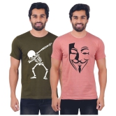 ferocious - Olive Cotton Regular Fit Men's T-Shirt ( Pack of 2 ) - None