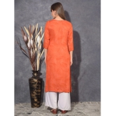 Mamoose Rayon Self Design Straight Womens Kurti - Orange ( Pack of 1 ) - None