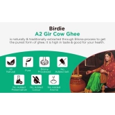 Birdie Superfoods -100% Pure A2 Gir Cow Desi Ghee Through Vedic Bilona Method (Glass Bottle- 250 mlx2 combo )