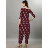 gufrina Rayon Printed Kurti With Salwar Womens Stitched Salwar Suit - Wine ( Pack of 1 ) - None