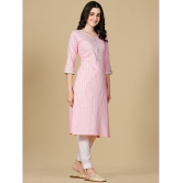 Glomee - Pink Cotton Blend Women's Straight Kurti ( Pack of 1 ) - None