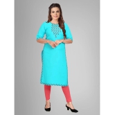 Kapadia - Turquoise Rayon Womens Straight Kurti ( Pack of 1 ) - None