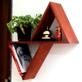 Barish - Wall Shelf 2 Triangular | Wooden Wall Mount Shelves for Home Decor | Home Decor Piece | Handcrafted with Rubberwood | 18.5 x 18.5 x 5 (H x W x D)