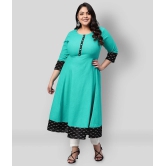 Estela - Green Cotton Womens Flared Kurti ( Pack of 1 ) - XL