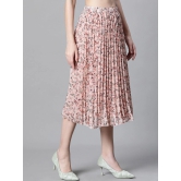 Oxolloxo Floral Printed Accordion Pleats Dobby Flared Midi Skirt