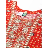 Aarika Cotton Embroidered Straight Womens Kurti - Orange ( Pack of 1 ) - None