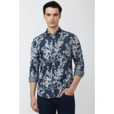 Men Navy Slim Fit Print Full Sleeves Casual Shirt