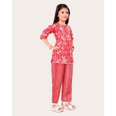 Girls Casual Kurta and Trouser Set-Red / 7 - 8 Years