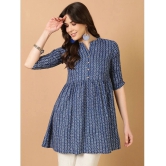 Antaran Cotton Printed Straight Womens Kurti - Blue ( Pack of 1 ) - None