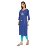 Alena Blue Cotton Straight Kurti - L