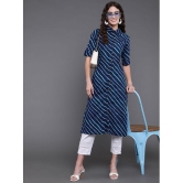 Antaran Cotton Striped Shirt Style Womens Kurti - Blue ( Pack of 1 ) - None