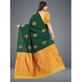 Om Shantam Sarees - Green Jacquard Saree With Blouse Piece ( Pack of 1 ) - Green