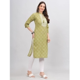 JC4U Cotton Embroidered Straight Womens Kurti - Green ( Pack of 1 ) - None