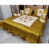 Satin Embroidery Bedsheet ( Set of 7)-Gold