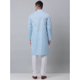 Jompers Mens Sky Cotton Floral printed kurta Pyjama Set-XXL / Blue